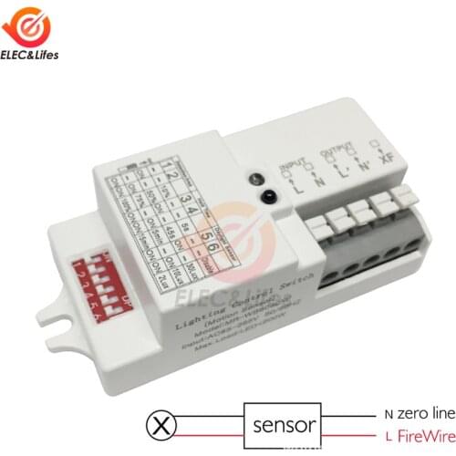 AC 110V 220V 2-2000Lux Adjustable Microwave Radar Sensor Switch Body Motion Detector Delay Relay switch LED Light sensor switch
