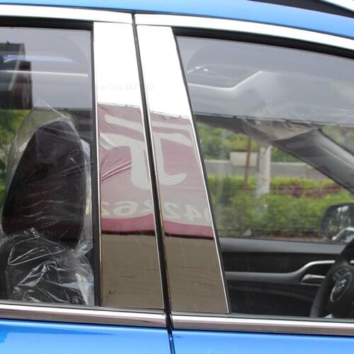 AITWATT For MG ZS 2018 2019 Stainless Steel Center Pillars Window Pillar Cover Car Styling Auto Accessories Trims 8Pcs