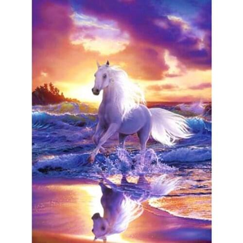 5D DIY Diamond Painting Animal Picture Sea Horse Scenery Picture Square/Round Diamond Cross Stitch Decoration Artwork WG3048