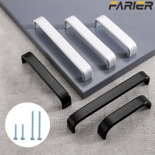 Aluminium Alloy U type Black Cabinet Knobs Kitchen Cabinet Handles Drawer Knobs Pulls Black Furniture Handle Cabinet Hardware