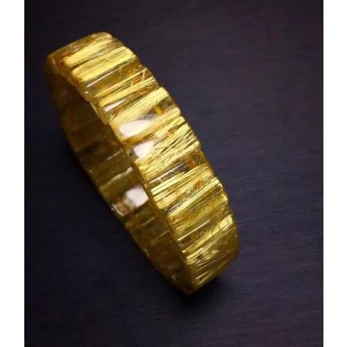 Brazil Natural Gold Rutilated Quartz Bracelet Bangle 14x5.3mm Women Clear Rectangle Beads Fashion Wealthy Genuine AAAAAA