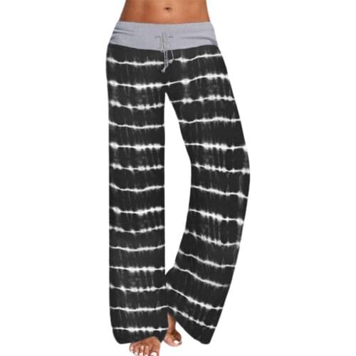 Summer Autumn Printed Elegant Female Lady Women Palazzo Flared Wide Killer Legs Pants High Waist OL Ladies Career Long Trousers