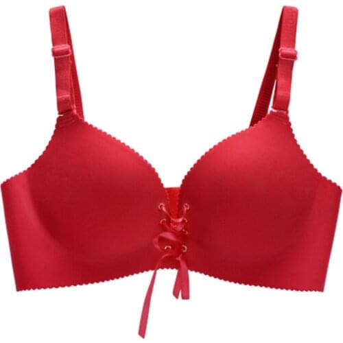 Sexy Women Bra Push Up Lingerie Comfortable Ribbon Padded Wire Free Underwear Cozy Brassiere 9 Colors Size 30-42 A B C D Cup
