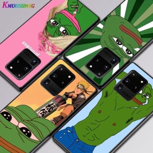 Cute Pepe Funny Frog Black Cover For Samsung S20 Plus A91 A81 A71 A51 A41 A31 A21 A21S A11 A01 Ultra 5G Phone Case