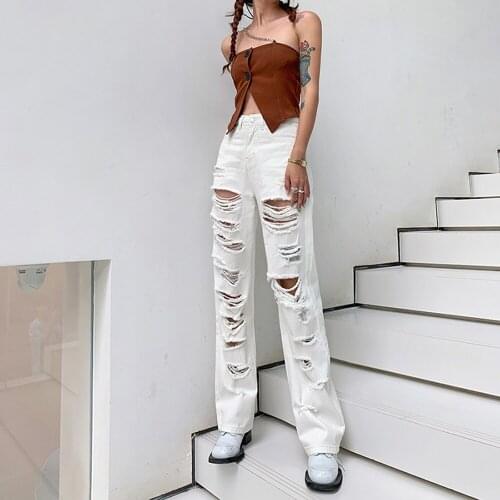 Denim Fashion 2021 New Wide Leg Jeans for Women Bottom Baggy Denim Pants High Waist Full Length Clothing Trousers Vintage Street