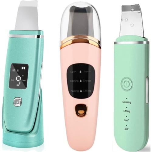 Fashion Ultrasonic Face Skin Scrubber Facial Cleaner Peeling Vibration Blackhead Removal Exfoliating Pore Cleaner Tools 6 Styles