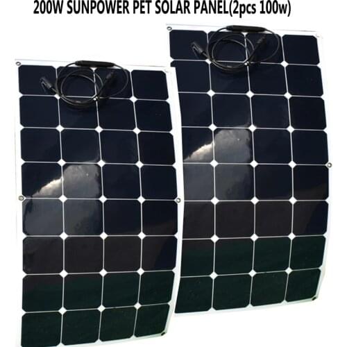 100W 200W Sunpower Flexible Solar Panel With Sunpower Solar Cell For RV/Boat/Car Durable and High Efficiency 12V Solar Charger