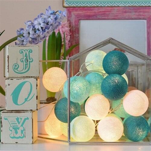 Diameter 3.5cm Fairy Ligths 2m 20 LED Cotton BalGarland String Light Christmas Decoration for Wedding Party Home Navidad Decor