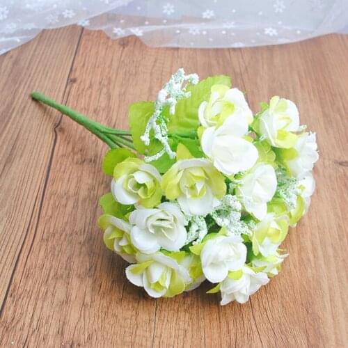 20 Head Artificial Flowers Silk Rose Diy Wreath Gifts Home Wedding Decoration Fake Flowers