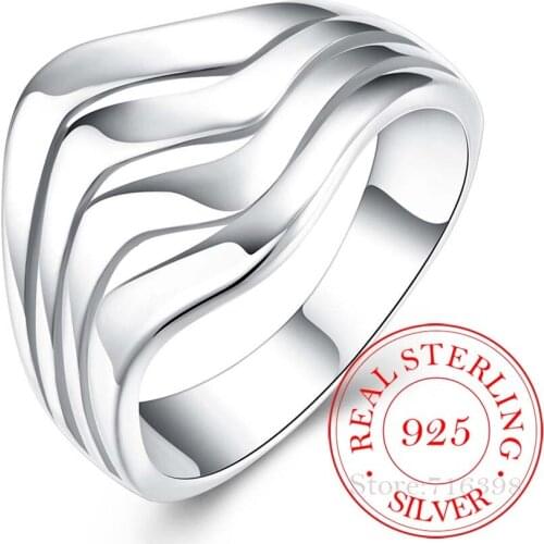 100% 925 Sterling Silver Vintage Hollow Classic Water Rings for Women Silver Finger Rings For Unisex Jewelry Mama Men Best Gift