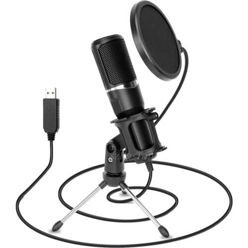 SzKosTon 9A Condenser Microphone Stand Pop Filter USB Microphone for PC Computer Recording Studio Mikrofon Gaming Mic Podcasting
