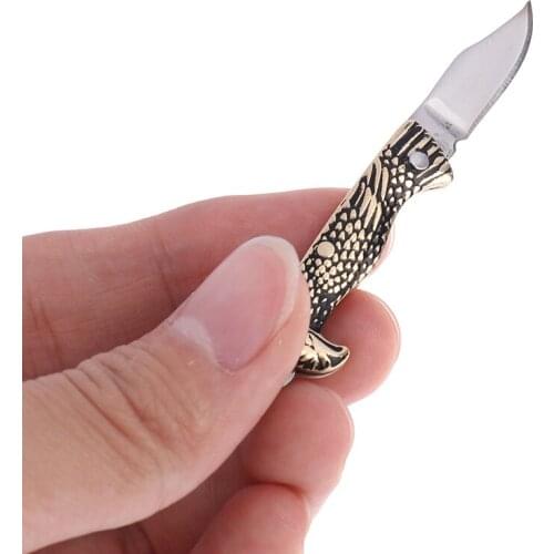 MINI Brass Eagle Folding Knife Portable Pocket Keychain Folder Knife Outdoor Camping CS Tactical Rescue Hunting Tools