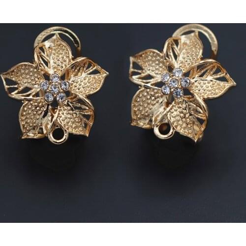 Metal Earrings Linker Connectors Filigree Flower Charms Base Findings DIY African Chile Women Dangle Hanging Earring Making