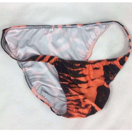 Mens String Bikini Stripe Jersy nylon Spandex G3774 Narrow Waist Swimsuit Fabric Prints Tiger Snake