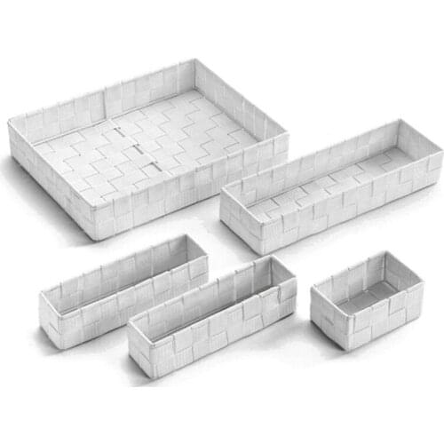 Set of Stackable Organising Boxes Textile (5 Pieces) (6 x 34 x 26 cm)