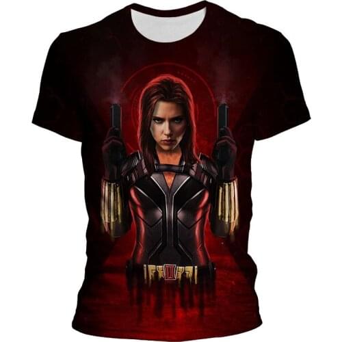 2021 New Marvel Movie Black Widow T Shirt Men Kawaii Super Hero Avengers Natasha Graphic Tees Harajuku Unisex Tops T-shirt Male
