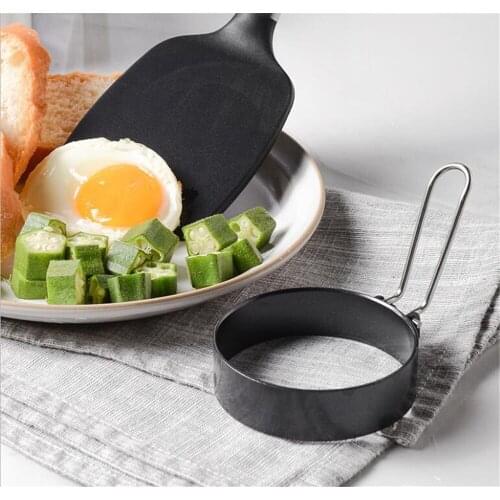 New 50pcs/lot Nonstick Stainless Steel Fried Egg Mold with Handle Round Pancake Molds Eggs Frying Mould Kitchen Tools