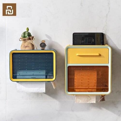 Xiaomi Youpin Toilet Paper Bathroom Storage Box Paper Tray Non-porous Waterproof Wall-mounted Roll Paper Storage Rack Drawer