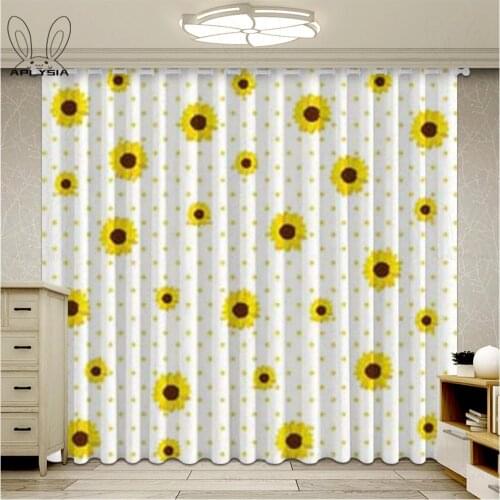 Sunflower Window Curtains Valance Door Room Drapes Living Room Bedroom Fabric Cortinas Home Decor Curtains