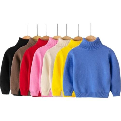 Autumn Winter Girls Turtleneck Sweater Kids Boys Pullover Sweater Candy Colors Knit Bottoming Tops Childrens Sweater Clothing