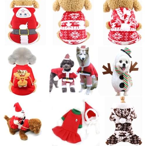 Pet Supplies Cute Warm Christmas Clothing Santa Claus Elk Dress Sweater Long Sleeve Vest T-shirt Jacket Puppy Dog Clothes