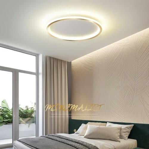 Simple bedroom lamp golden ceiling lamp simple modern net red Nordic lamp creative master bedroom room lighting