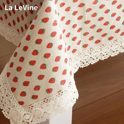 Tablecloth Kitchen Home Cover Cloth Linen Lace Cloth Strawberry Cover Towels Living Room Party Dustproof Desktop Decoration