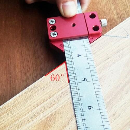Steel Ruler Positioning Block 45/60/90Angle Positioning Scribing Gauge Scribe Drawing Mark Line Ruler Measuring Woodworking Tool