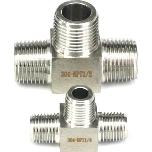 High Pressure 2800PSI 1/8" 1/4" 3/8" 1/2" 3/4" 1" NPT BSPT Male 304 Stainless Steel Tee 3 Ways Pipe Fitting Water Gas Oil