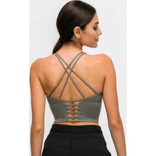 UPATED 2.0 Gym Running Crop Tops Women Soft Nylon Fitness Yoga Sport Bras Tops Anti-sweat Padded Workout Brassiere