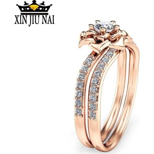 Wavy Rose Lady Rings Colors Flowers Couples Rings Brides Wedding Sets Wedding Anniversary Gift Ring Jewelry