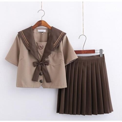 Japanese Sailor Suit JK Uniform Student School Uniform College Style Long Sleeve Female Spring Autumn Brown Suit