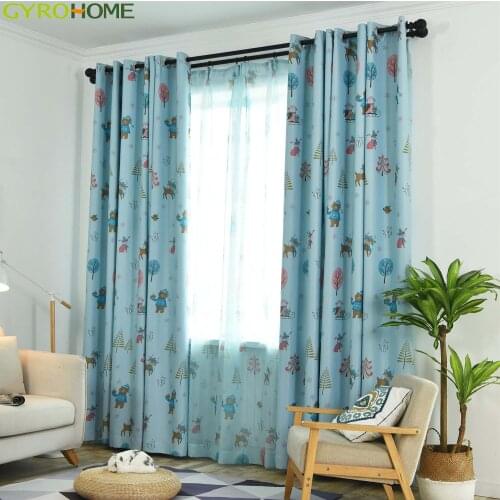 Christmas Tree Nordic Style Living Room Floor Half Blackout Curtain Tulle Simple Modern Bedroom Drapes Cloth