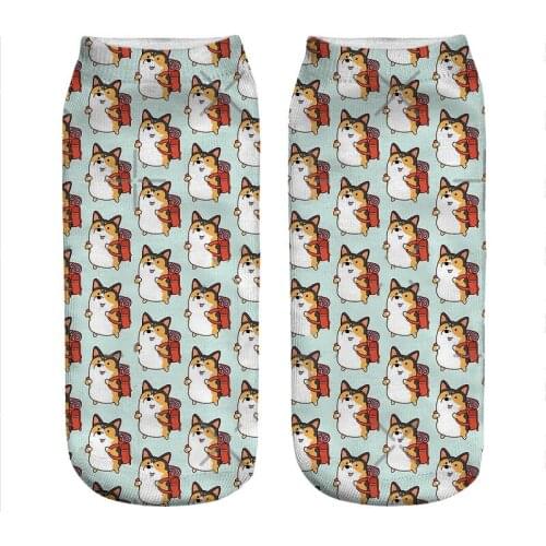Womens socks kawaii It is time adventure Corgi Printed Socks Woman harajuku Happy Funny Novelty cute girl gift Socks for women