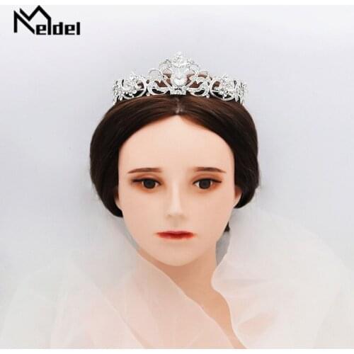 Meldel Wedding accessories woman crown gold/silver bridal jewelry handmade rhinestones beautiful girl birthday party headdress