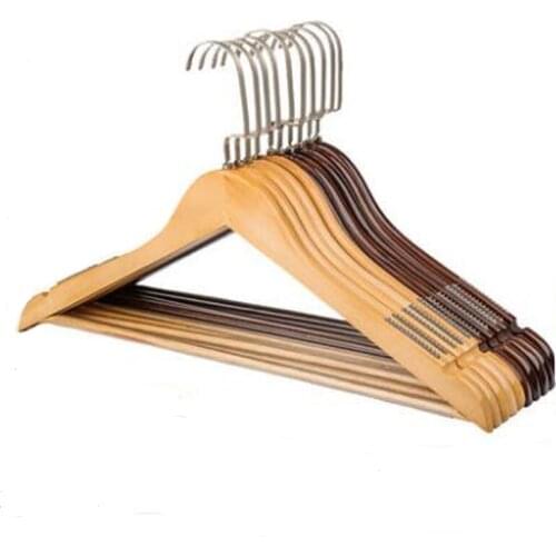 10Pcs Lot Vintage Non-slip Solid Wood Hanger Traceless Clothes Hanger Wood Clothes Hanger