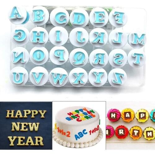 26/10 Pcs Alphabet Number Biscuit Cutter Cookie Stamp Mold Embosser Cookie Fondant Cake Baking Mold Decorating Tool
