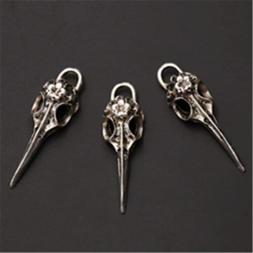 4pcs Silver Color World Protection Bird Helmet Hornbill Skull Charm Alloy Pendants For Necklace DIY Jewelry Making 41*12mm A986