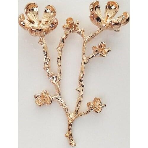 50pcs Plum Blossom Branch Crystal Rhinestone Applique strass Flatback Metal Brooch Hairpin Headwear Accessories Garment Decor