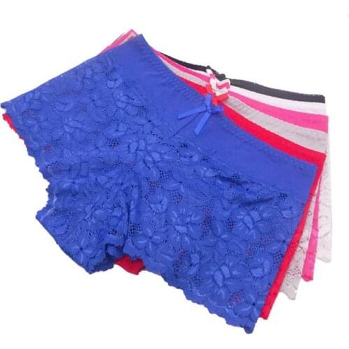 6 Pcs / Lot New Arrival 2021 Boyshort Women 6 Color Cotton High Waist Sexy Lace Panties M L XL 9260