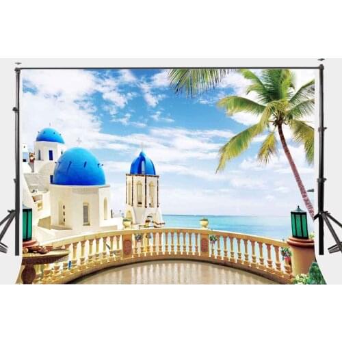 7x5ft Natural Scenery Backdrop Coconut and Sea Style Background Observation Deck Photography Background
