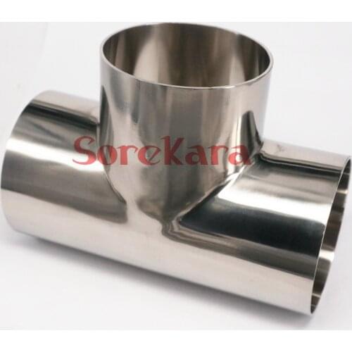 89mm 3.5" O/D 304 Stainless Steel Sanitary Weld Tee Connector Pipe Fitting