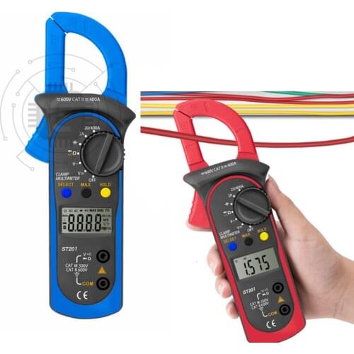 Digital Clamp Multimeter ST201 Meter Ammeter AC/DC Resistor Test Data Hold Clamp Ammeters Transistor Capacitor Tester