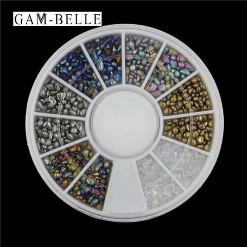 GAM-BELLE 1 Box Mixed Color Nail Art Rhinestone Irregular Stone Beads 3D Nail Art Decoration Accessories in Wheel Manicure Tool