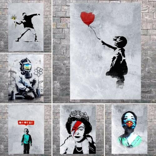 Banksy Street Graffiti Art Mural Poster Family Room Canvas Paintings Cuadros Wall Decoration Canvas Art (no Frame)