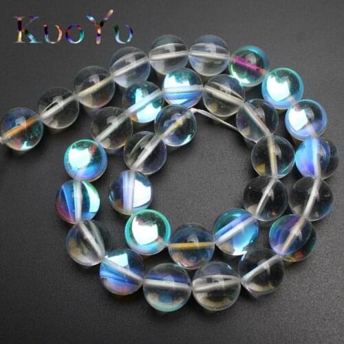 Natural Transparent Flash Crystal MoonStone Smooth Glitter Round Loose Beads 6 8 10 12MM Fit Diy Bracelet For Jewelry Making