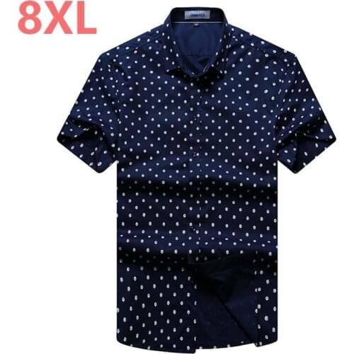 Plus size 8XL 7XL cotton Summer Men Shirt High Quality Short Sleeve Fashion Floral Printing Man Shirts Brand Male Dress Shirt