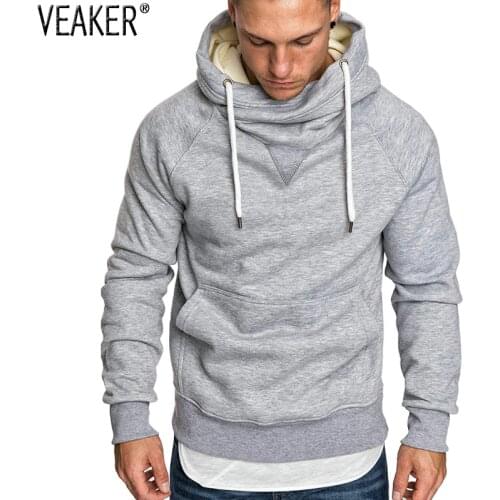 2019 Autumn New Mens Long Sleeve Hoodies Outerwear Male Solid Color Hooded Sweatshirt Slim Fit High Street hoodies Streetwear