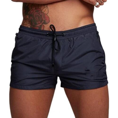 Men Shorts with Zip Pockets Skin-friendly Comfortable Mens Swimsuit Sexy Swimwear for Sport Running Short Workout Jogging Shorts