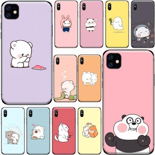 Cartoon cute lovely cat panda pink Phone Cases for iPhone 11 12 pro XS MAX 8 7 6 6S Plus X 5S SE 2020 XR Soft silicone shell